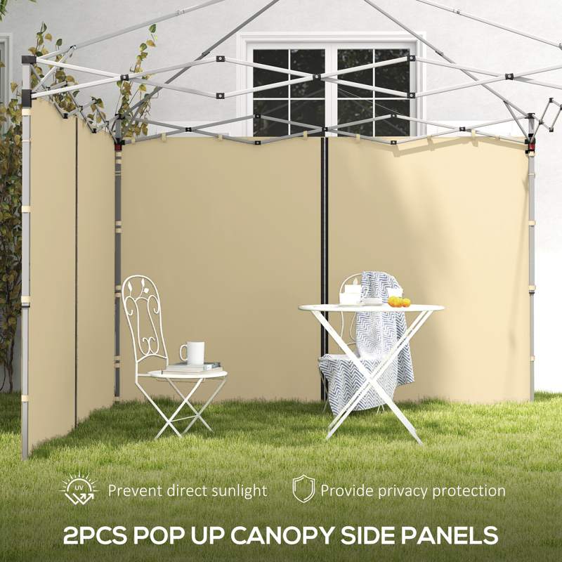 Outsunny Set of Two 3 x 3(m) Replacement Zipped Gazebo Walls - Beige