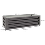 Outsunny Set of Two 110 x 50cm Steel Planter Boxes -  Dark Grey