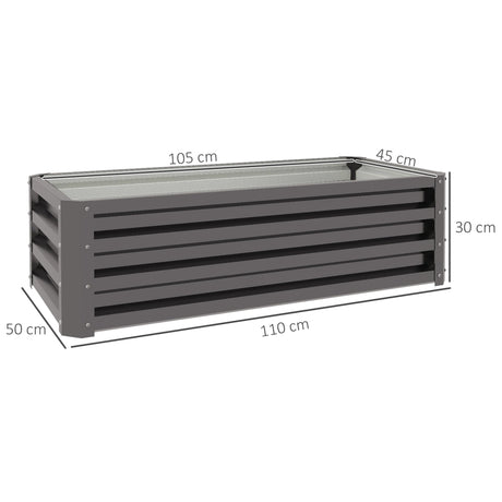 Outsunny Set of Two 110 x 50cm Steel Planter Boxes -  Dark Grey