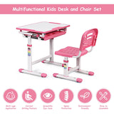 Height Adjustable Childrens Desk Chair Set -Pink