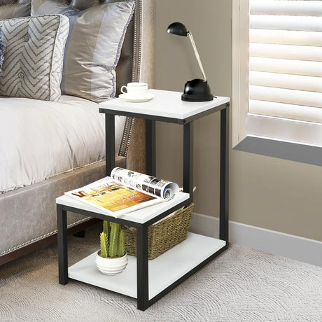3-Tier Side End Table with Storage Rack for Living Room