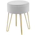 Velvet Stool with Metal Legs Round Footstool Modern Velvet Ottoman Side Stool Gray