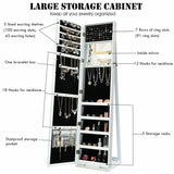 Free Standing Jewelry Armoire with Full Length Mirror for Bedroom