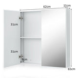 2-Tier Wall-Mounted Storage Cabinet with Double Mirror Doors