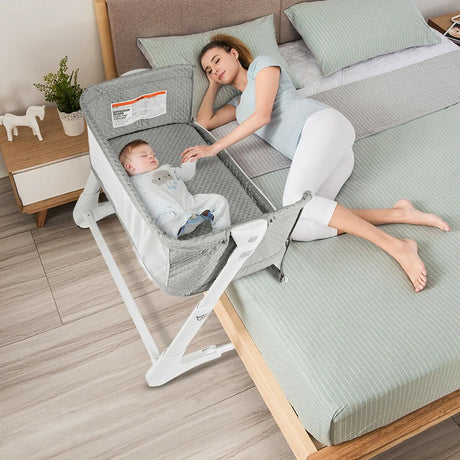 Baby Height Adjustable Bassinet with Washable Mattress-Gray