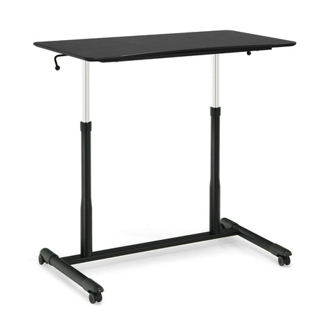 Mobile Height Adjustable Sit to Stand Up Computer Desk with Lockable Wheels