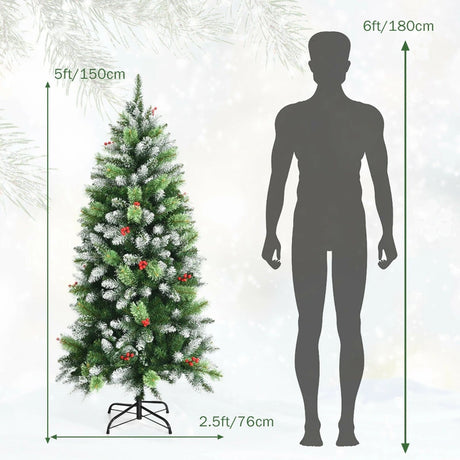 Snow Sprayed Christmas Tree for Holiday Festival Decoration-5'