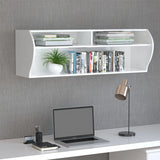 48.5 Inch 2 Tier Modern Wall Mounted Hanging Floating Shelf-White