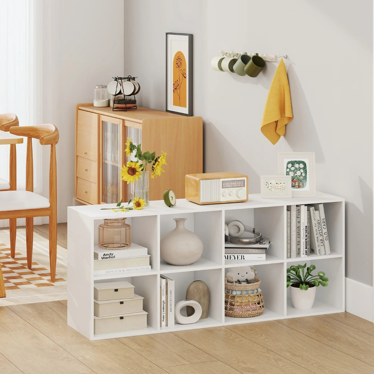 8-Cube Bookcase Bookshelf with 2 Anti-Tipping Kits-White
