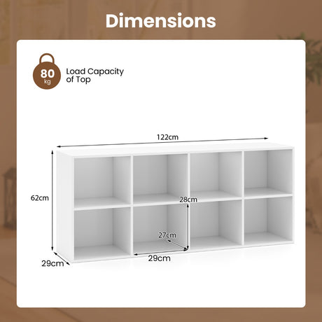 8-Cube Bookcase Bookshelf with 2 Anti-Tipping Kits-White
