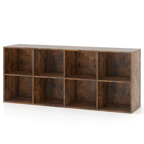 8-Cube Bookcase Bookshelf with 2 Anti-Tipping Kits-Rustic Brown
