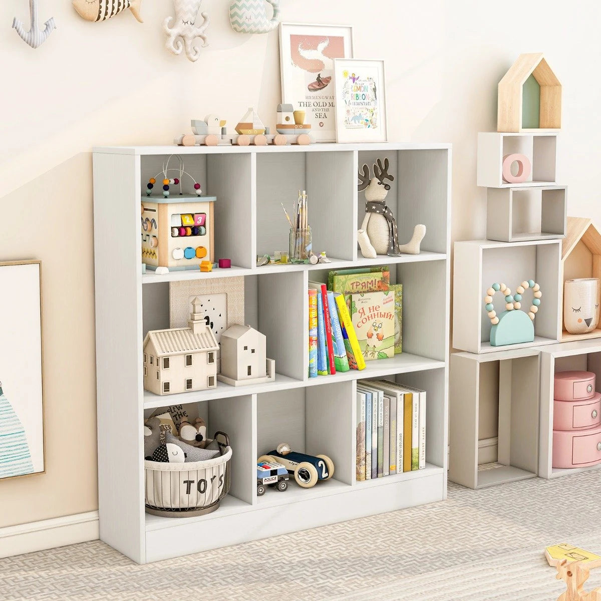3-Tier Freestanding Storage Organizer with 2 Anti-Tipping Kits-White