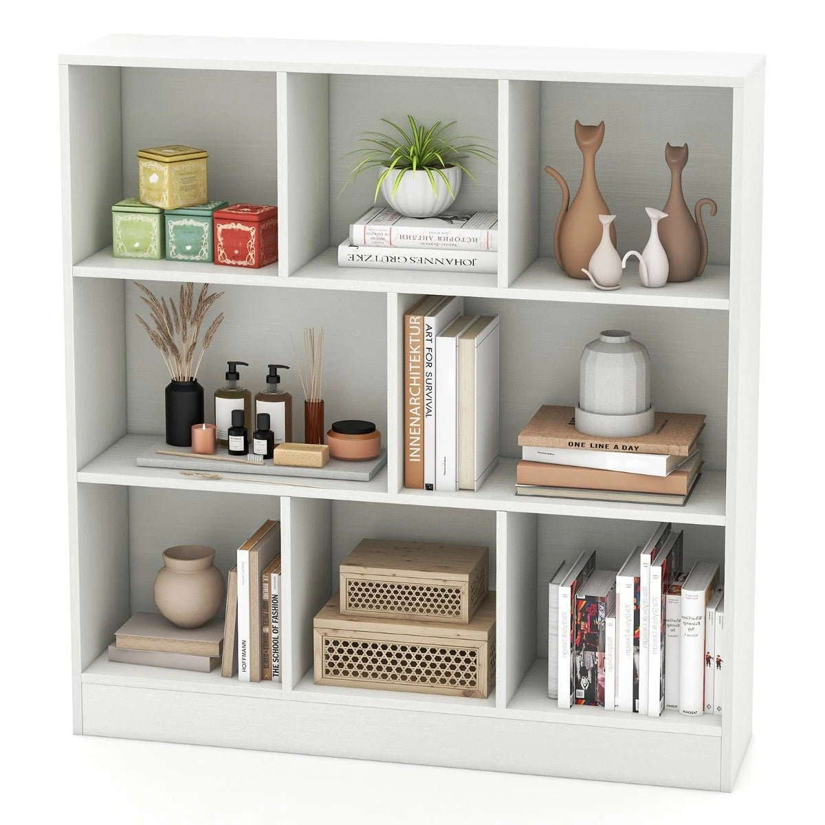 3-Tier Freestanding Storage Organizer with 2 Anti-Tipping Kits-White