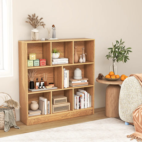 8-Cube Bookshelf with 2 Anti-Tipping Kits and Display Shelf for Home-Natural