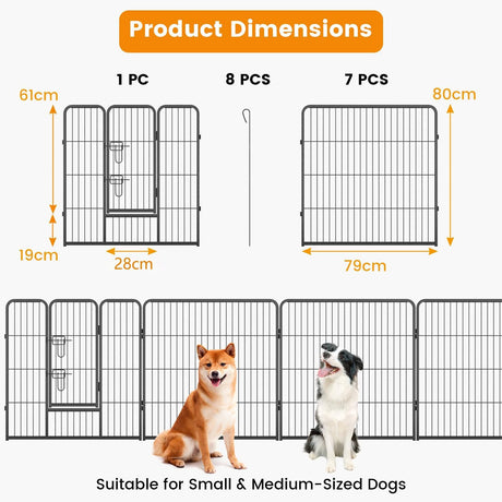 8 Panel 32 Inch Height Pet Fence Indoor Outdoor-32 inches