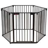 8 Panels Baby Playpen Metal Foldable Design with Safety Lock-Black