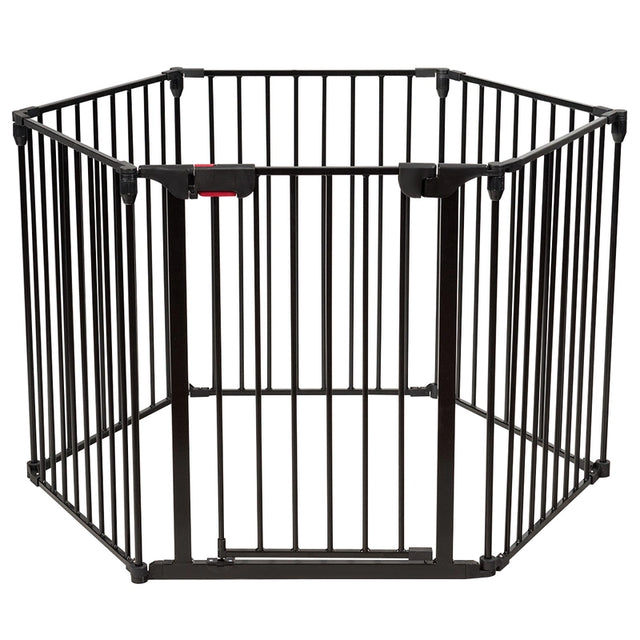 8 Panels Baby Playpen Metal Foldable Design with Safety Lock-Black