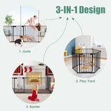 8 Panels Baby Playpen Metal Foldable Design with Safety Lock-Black