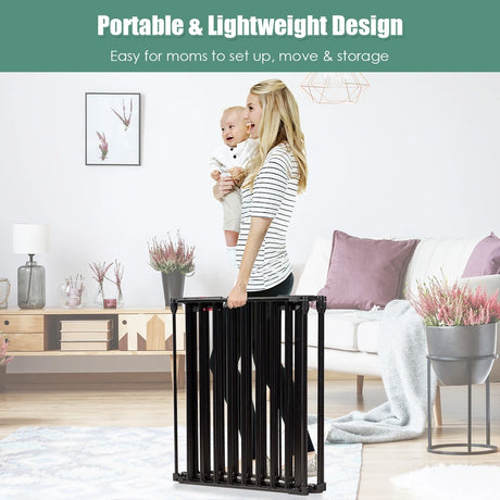 8 Panels Baby Playpen Metal Foldable Design with Safety Lock-Black