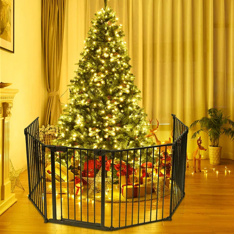 8 Panels Baby Playpen Metal Foldable Design with Safety Lock-Black