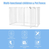 8 Panels Baby Playpen Metal Foldable Design with Safety Lock-White