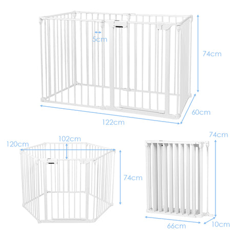 8 Panels Baby Playpen Metal Foldable Design with Safety Lock-White