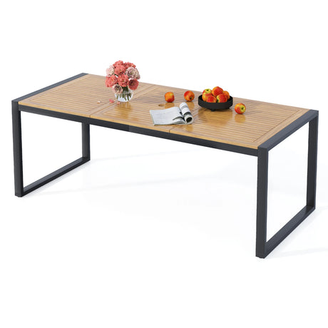 8-Person Outdoor Acacia Wood Dining Table Rectangular Patio Table
