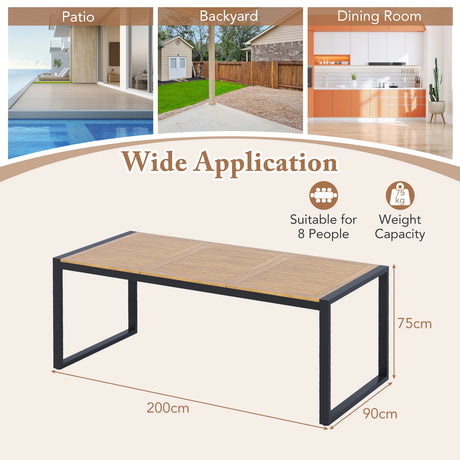 8-Person Outdoor Acacia Wood Dining Table Rectangular Patio Table