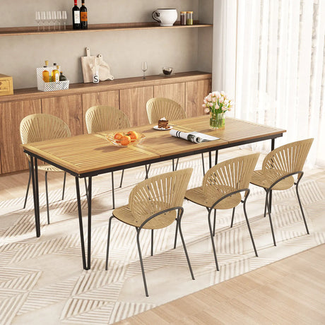 79 Inch 8-Person Outdoor Dining Table with 1.9 Inch Umbrella Hole