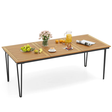 79 Inch 8-Person Outdoor Dining Table with 1.9 Inch Umbrella Hole