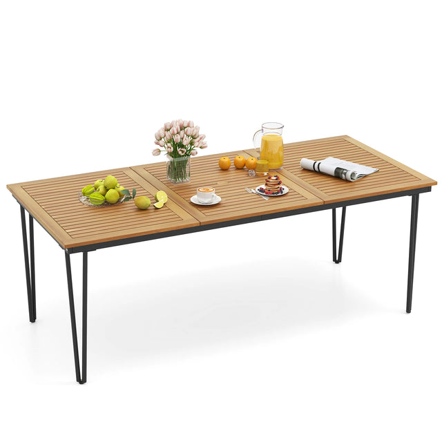 79 Inch 8-Person Outdoor Dining Table with 1.9 Inch Umbrella Hole