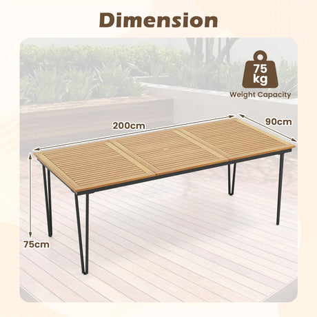 79 Inch 8-Person Outdoor Dining Table with 1.9 Inch Umbrella Hole