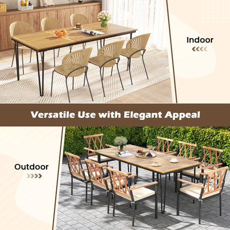 79 Inch 8-Person Outdoor Dining Table with 1.9 Inch Umbrella Hole