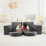 8 Pieces Kids Modular Play Sofa with Detachable Cover for Playroom and Bedroom-Gray