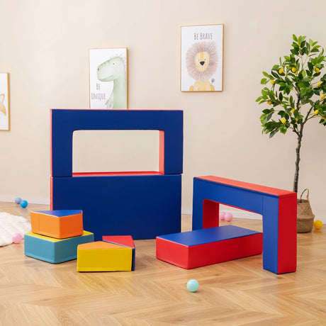 4-In-1 Multi-functional Combination Sofa Set with Durable PU Surface for Kids-Multicolour