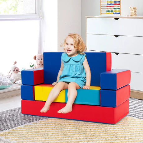 4-In-1 Multi-functional Combination Sofa Set with Durable PU Surface for Kids-Multicolour