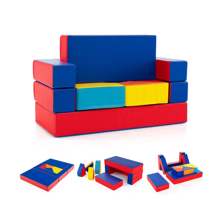 4-In-1 Multi-functional Combination Sofa Set with Durable PU Surface for Kids-Multicolour