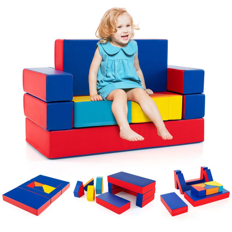 4-In-1 Multi-functional Combination Sofa Set with Durable PU Surface for Kids-Multicolour