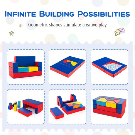 4-In-1 Multi-functional Combination Sofa Set with Durable PU Surface for Kids-Multicolour