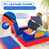 4-In-1 Multi-functional Combination Sofa Set with Durable PU Surface for Kids-Multicolour