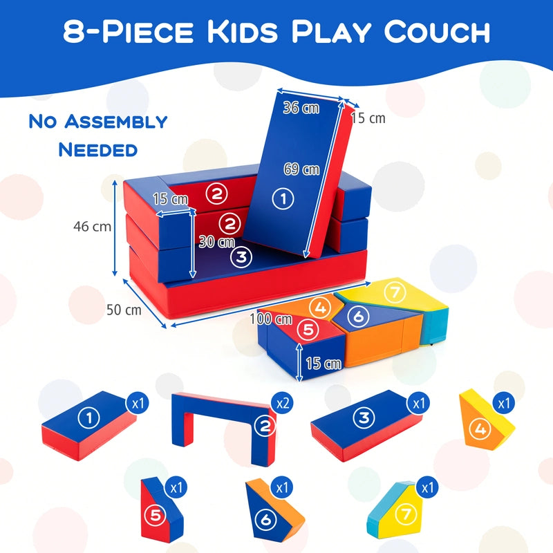 4-In-1 Multi-functional Combination Sofa Set with Durable PU Surface for Kids-Multicolour