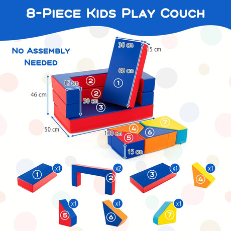 4-In-1 Multi-functional Combination Sofa Set with Durable PU Surface for Kids-Multicolour