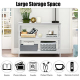 Industrial 3-Tier Console Table with Storage Shelf-White