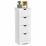 Floor Wooden Free Standing Storage Side Organizer for Bathroom-White