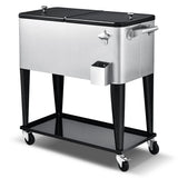 76L Rolling Cooler with Shelf & Bottle Opener for Patio & Pool & Party