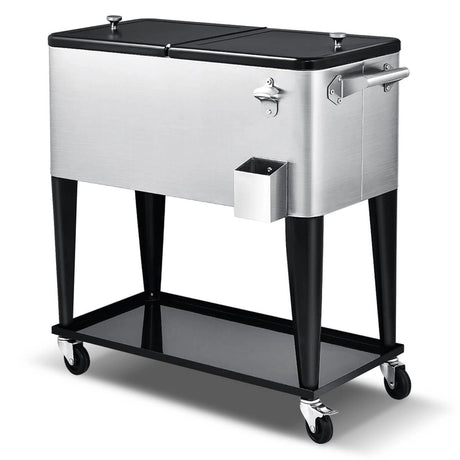 76L Rolling Cooler with Shelf & Bottle Opener for Patio & Pool & Party