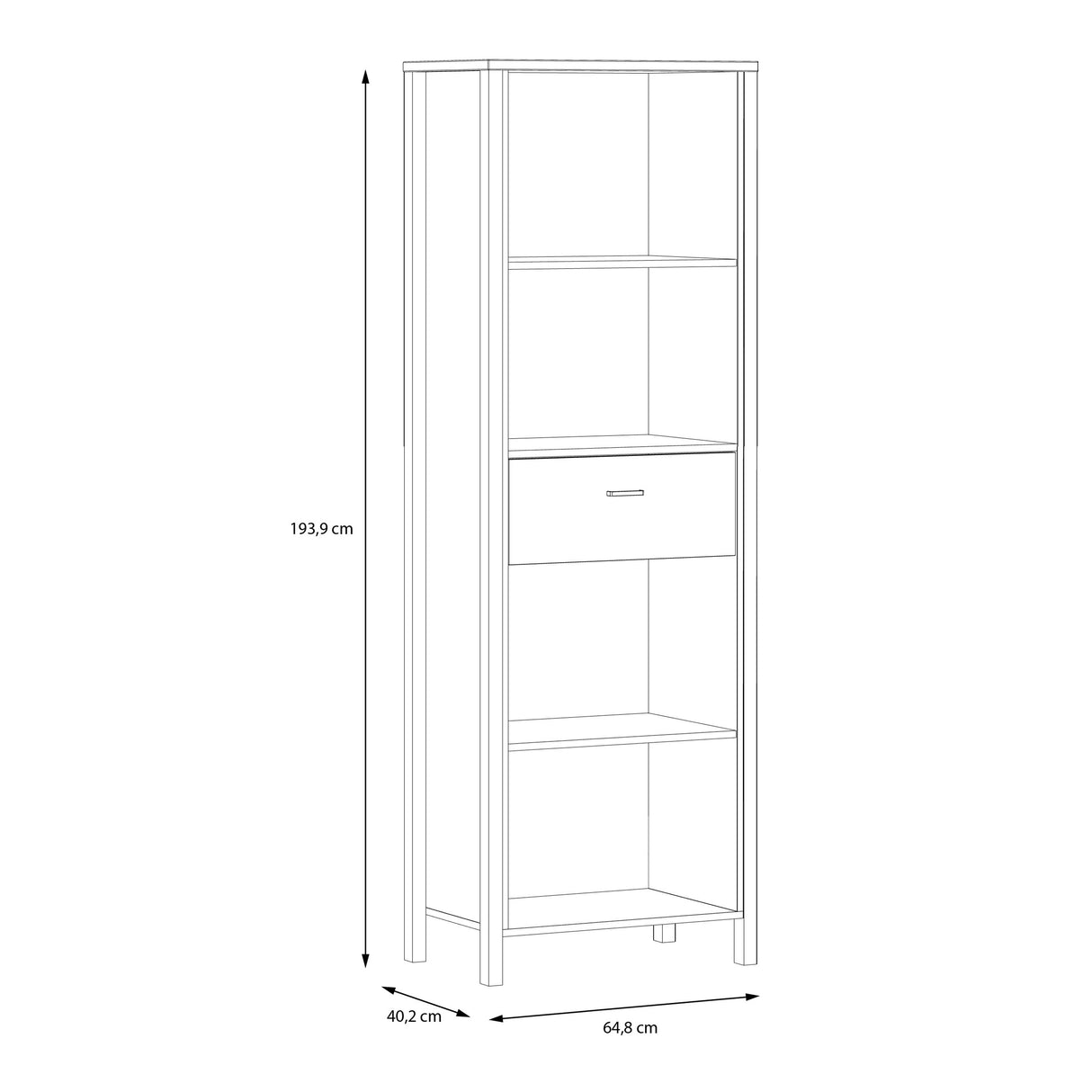 High Rock Shelf Unit in Matt Black/Riviera Oak