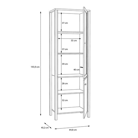 High Rock Wide Display Cabinet in Matt Black/Riviera Oak
