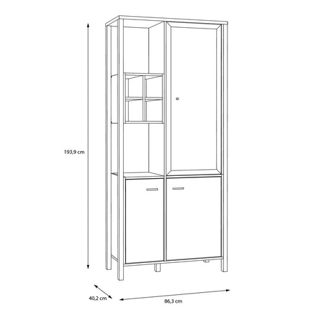 High Rock Display Cabinet in Matt Black/Riviera Oak