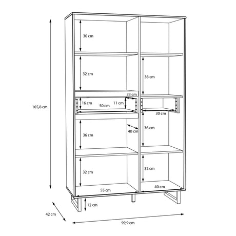 Nikomedes Display Cabinet in Spica Oak/Matt Black/Bartex Oak